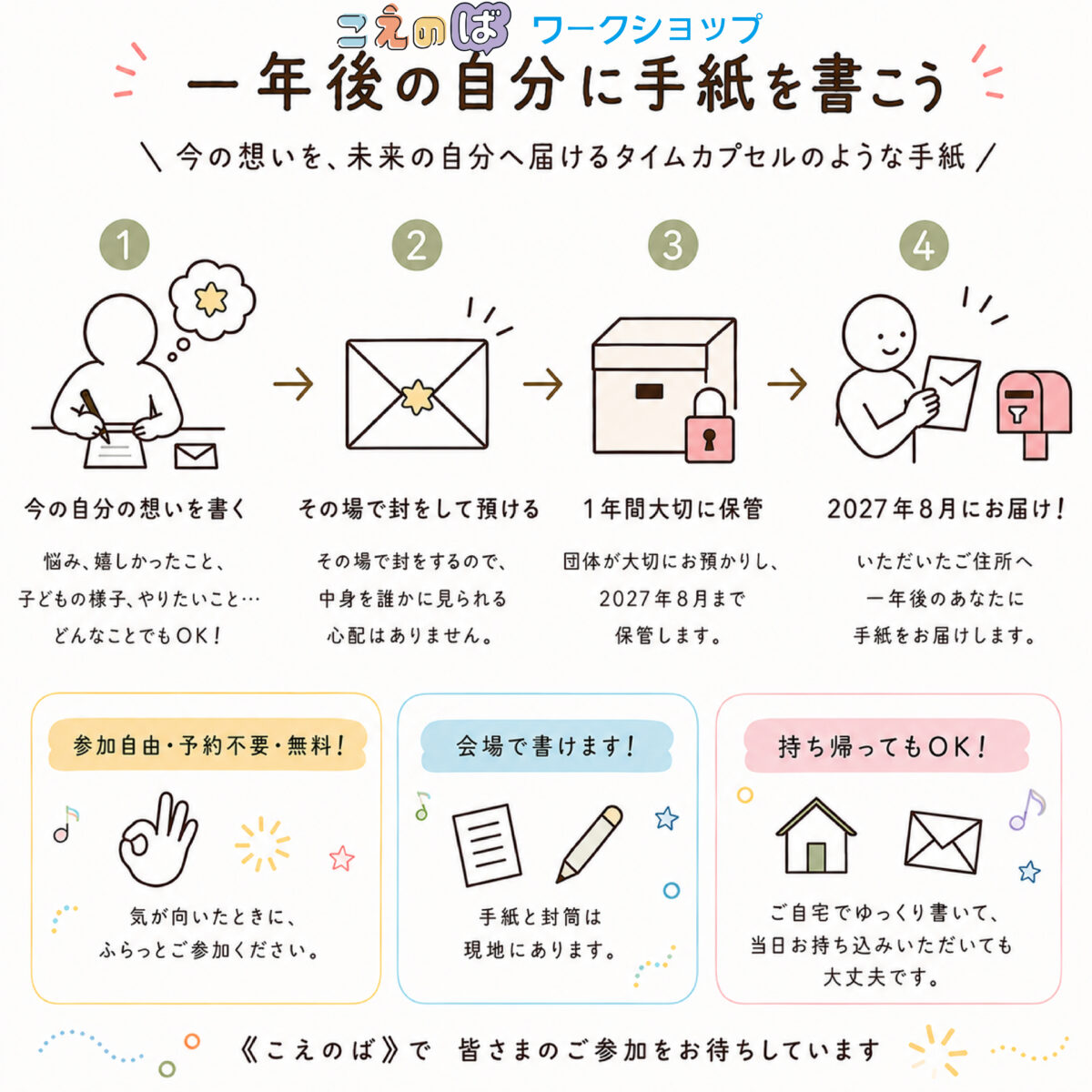 8/9☆こえのば通信　〜一年後の自分に手紙を書こう